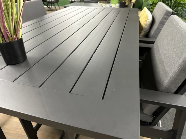 5 teiliges Set Gartenbartisch mit vier Barstühlen anthrazit, Outdoor Bartisch anthrazit mit vier Barstühlen