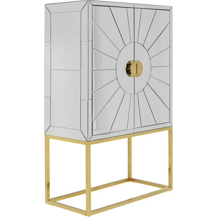 Barschrank Spiegelschrank, Barschrank Gold, Breite 91 cm