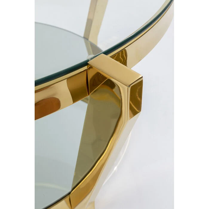 Couchtisch rund Gold, Glastisch rund Gold, Durchmesser 90 cm