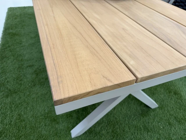 Gartentisch Aluminium braun-weiß, Gartentisch weiß, Länge 180 cm