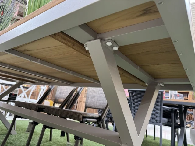 Gartentisch Aluminium braun-weiß, Gartentisch weiß, Länge 180 cm