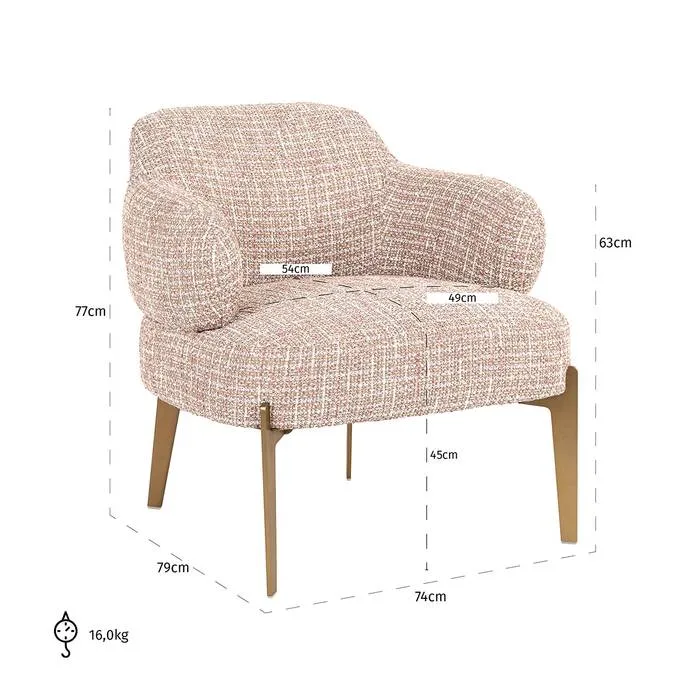 Sessel beige-rose-Gold