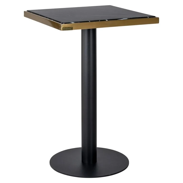 Bistrotisch Gold-schwarz, Tisch Gold-schwarz, Bistrotisch Marmoroptik schwarz, Breite 50 cm