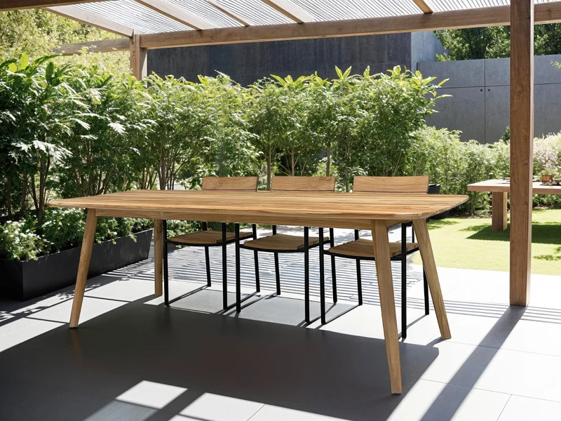 Gartentisch Teakholz Naturholz, Gartentisch outdoor Farbe Naturholz, Länge 180 cm