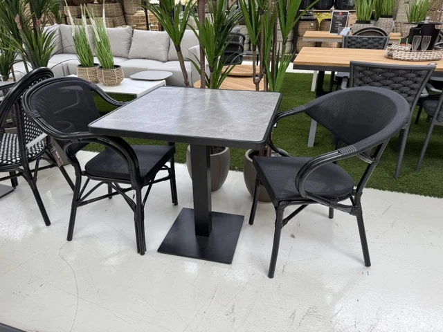 Bistrotisch schwarz-grau, Bistrotisch grau, Maße 70x70 cm