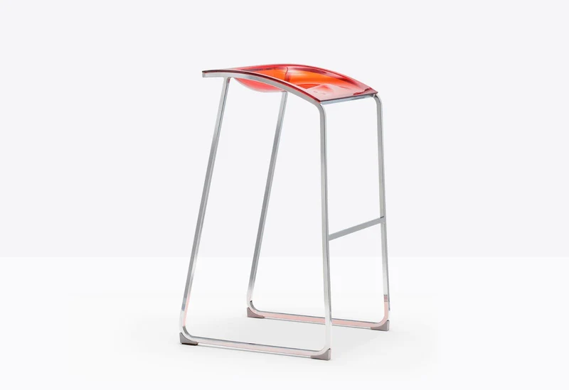 Design Barhocker rot-Silber, Sitzhöhe 76 cm