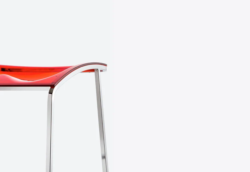Design Barhocker rot-Silber, Sitzhöhe 76 cm