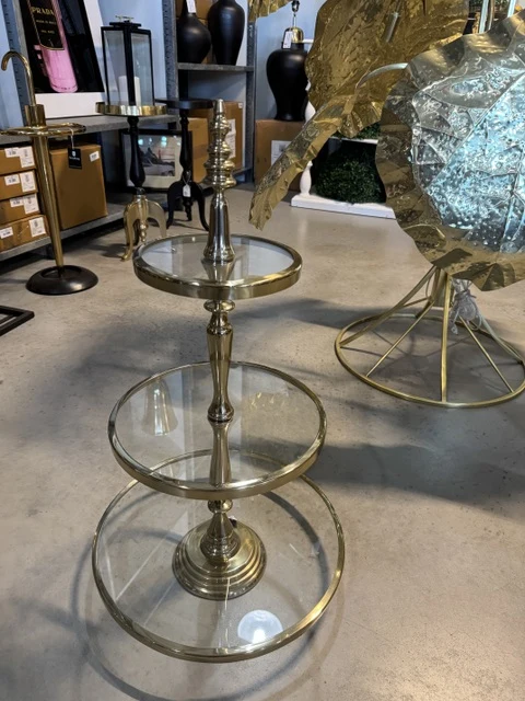 Etagere Gold, Etagere rund Glas Gold, Durchmesser 41 cm