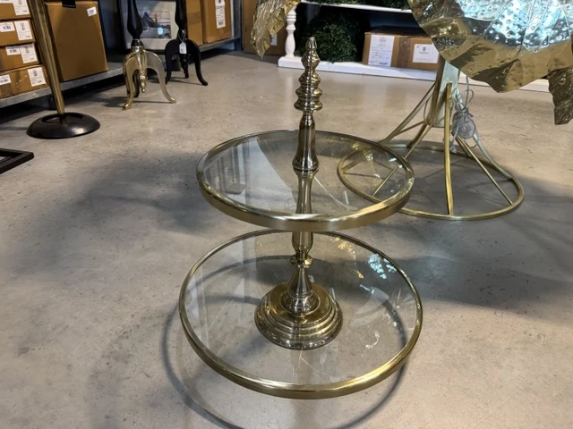 Etagere Gold, Etagere rund Glas Gold, Durchmesser 41 cm