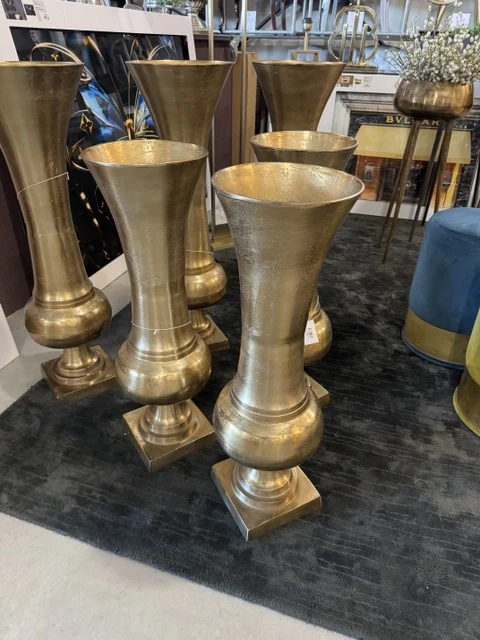 Bodenvase Gold, Bodenvase Metall groß, Vase Gold, Höhe 82 cm