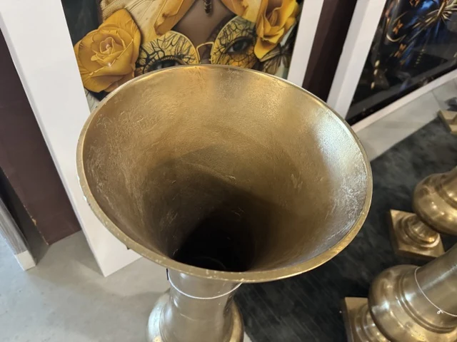 Bodenvase Gold, Bodenvase Metall groß, Vase Gold, Höhe 97 cm