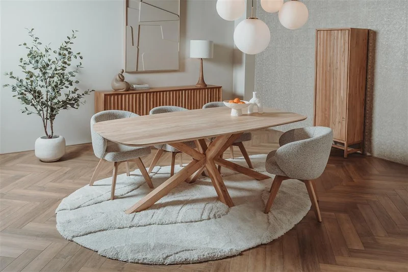 Esstisch Massivholz Natur-Farbe, Tisch Holz-Natur, Länge 200 cm