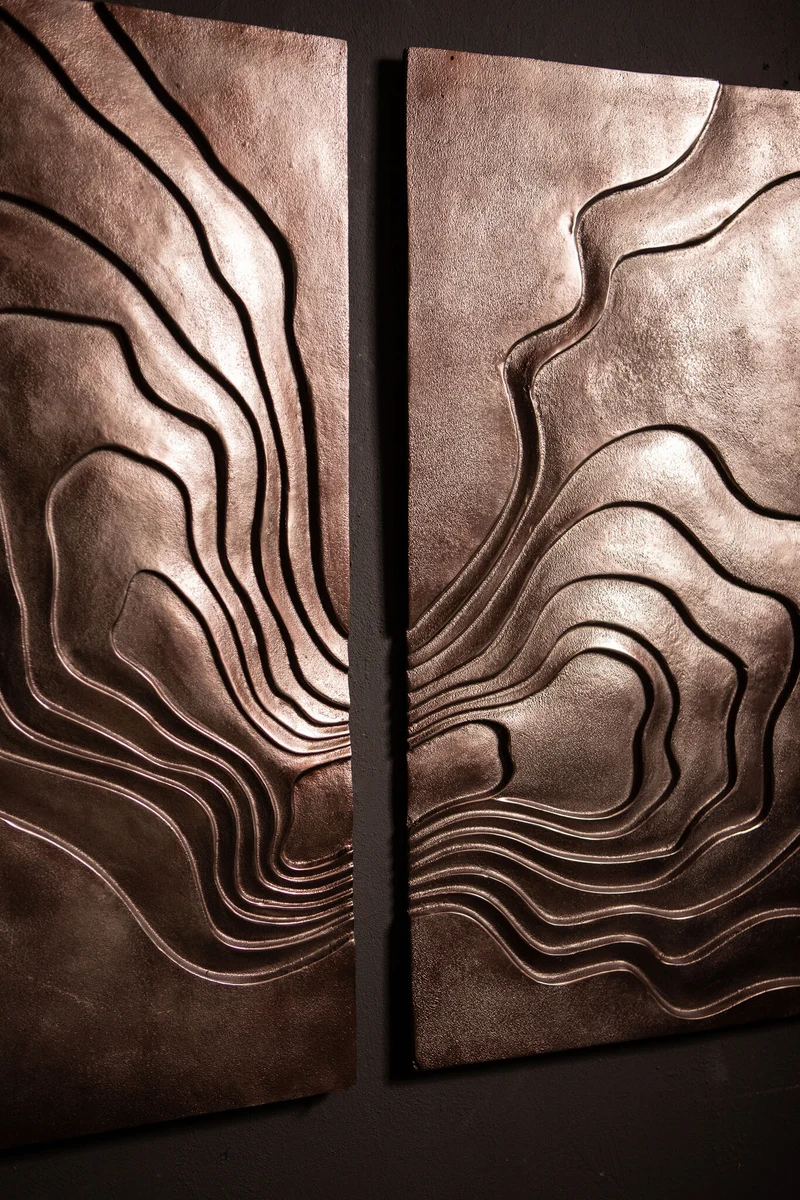 Wandpanel Bronze, Wandbild 2er Set, Maße 100x90 cm