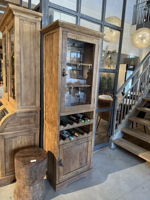 Vitrine Teak, Schrank Teak, Breite 90 cm