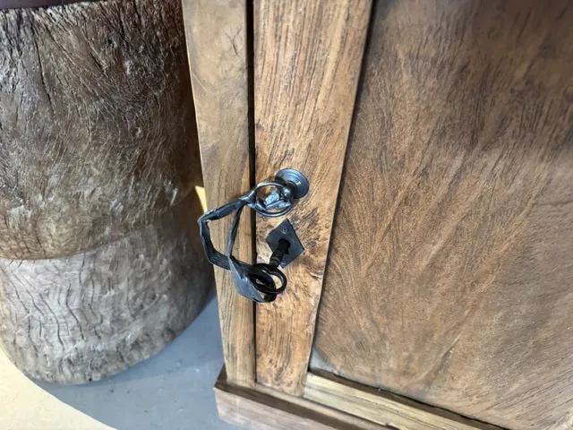 Vitrine Teak, Schrank Teak, Breite 90 cm