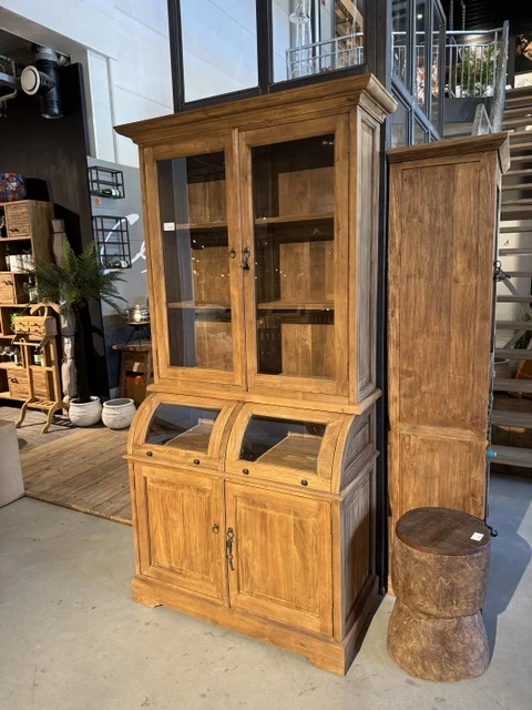 Vitrine Teak, Schrank Teak, Breite 100 cm
