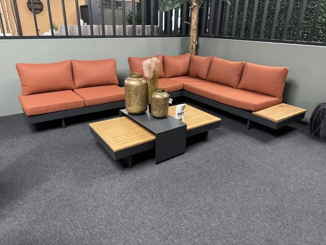 Lounge-Sofa anthrazit-Terracotta, Eck-Gartensofa Terracotta, Lounge anthrazit-Terracotta, Breite 245 cm