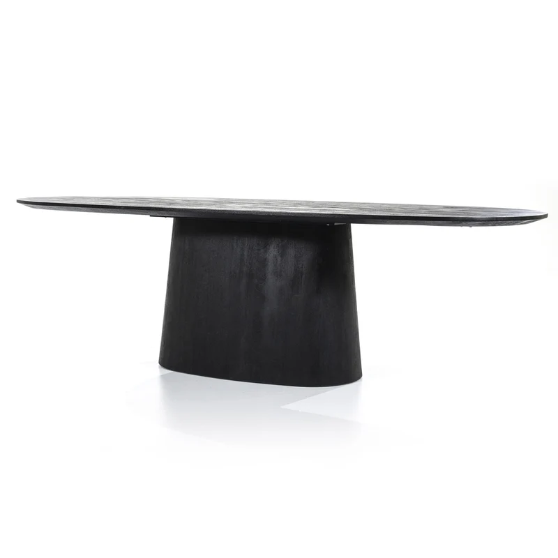 Esstisch oval schwarz, ovaler Tisch schwarz Holz, Länge 200 cm