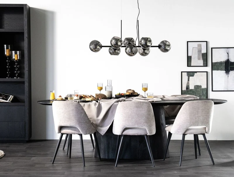 Esstisch oval schwarz, ovaler Tisch schwarz Holz, Länge 200 cm