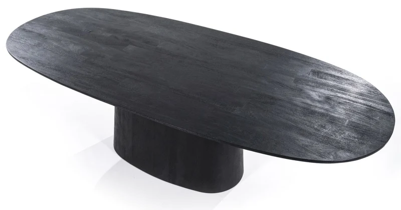 Esstisch oval schwarz, ovaler Tisch schwarz Holz, Länge 200 cm