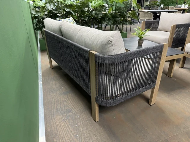 Gartensofa Farbe Sand-taupe, Set 4 teiliges Loungeset Holzoptik-taupe, Garten Sitzgruppe