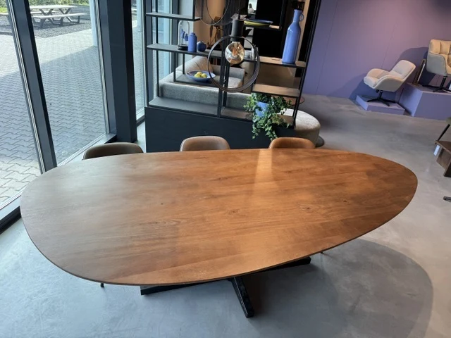 Esstisch Naturholz-Farbe oval, Tisch oval, Länge 180 cm