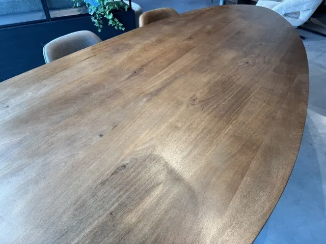 Esstisch Naturholz-Farbe oval, Tisch oval, Länge 180 cm