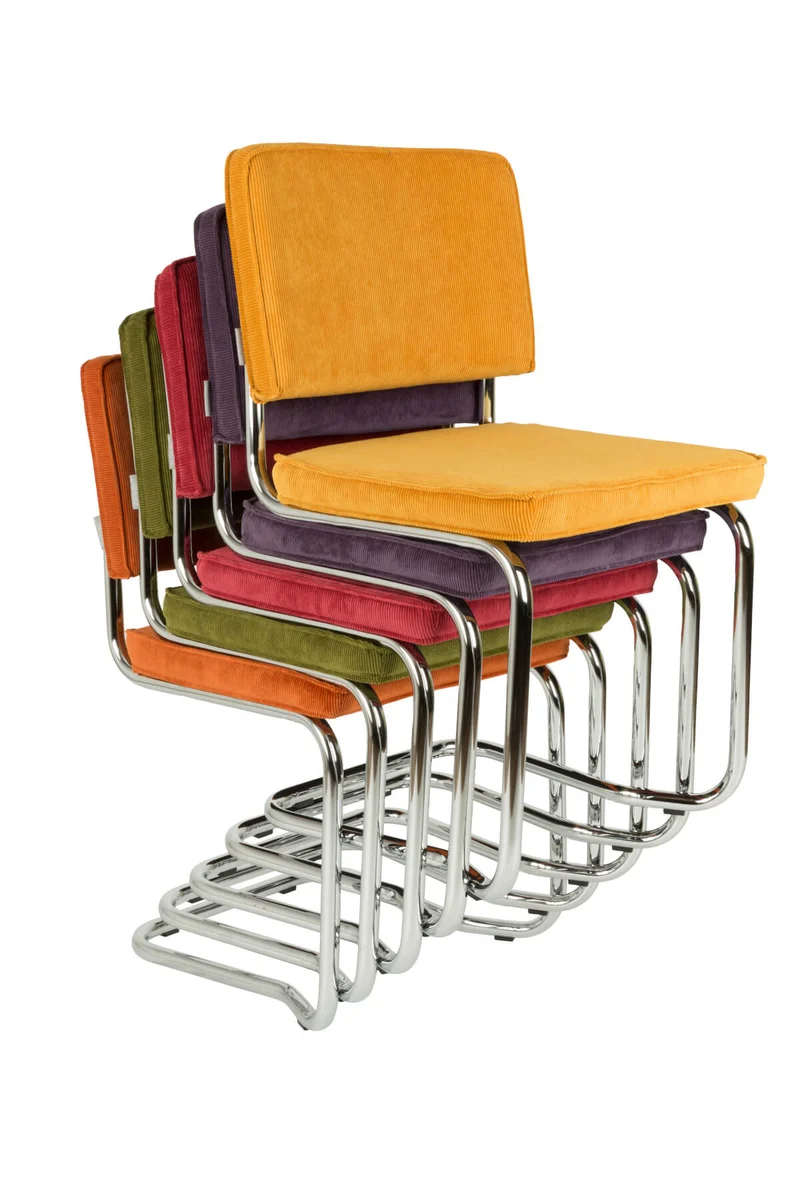 Stuhl grau stapelbar, Freischwinger Stuhl Cord-Stoff