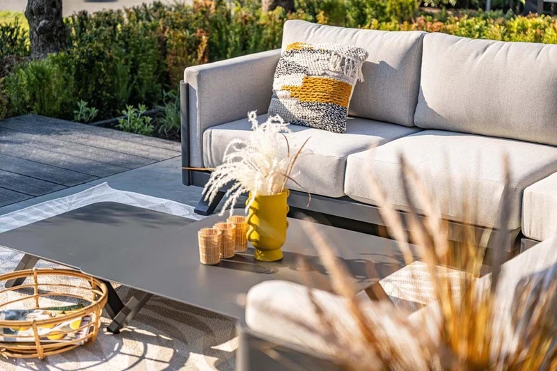 Loungesofa anthrazit 5-teilig, Gartenecksofa grau, Eck-Gartensofa grau, Maße 280x280 cm