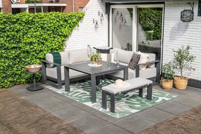 Loungesofa anthrazit-grau 4-teilig, Gartenecksofa anthrazit-grau, Gartenlounge anthrazit, Maße 230x230 cm