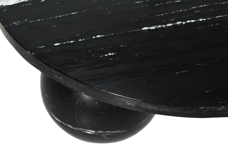 Couchtisch Marmor rund, Marmortisch rund schwarz, runder Couchtisch schwarz Marmor, Durchmesser 99 cm