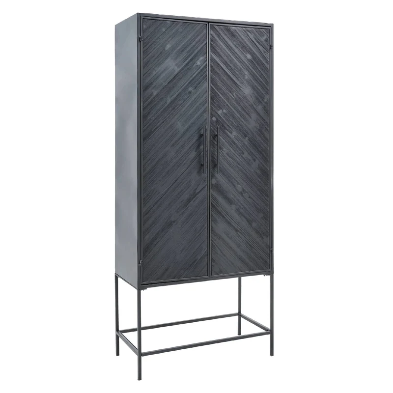 Schrank schwarz, Metall Schrank schwarz, Breite 80 cm