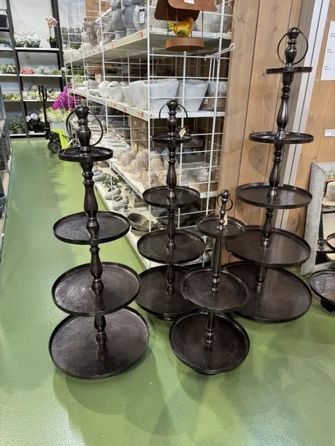 Etagere schwarz Metall, Etagere 4-Etage, Höhe 130 cm