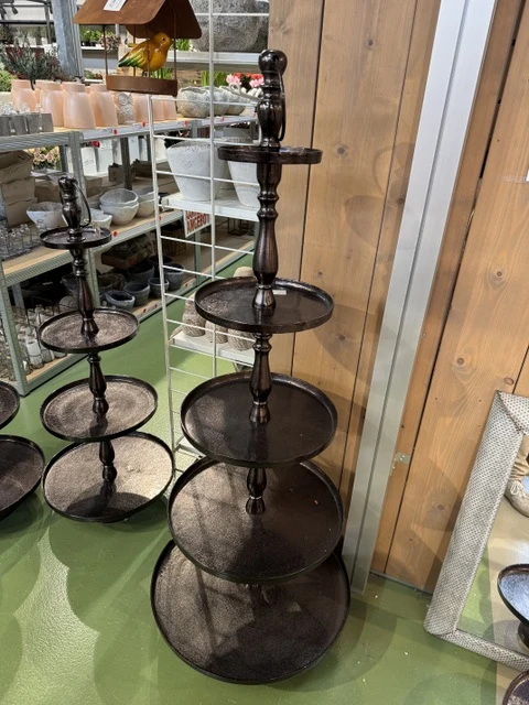 Etagere schwarz Metall, Etagere 4-Etage, Höhe 130 cm