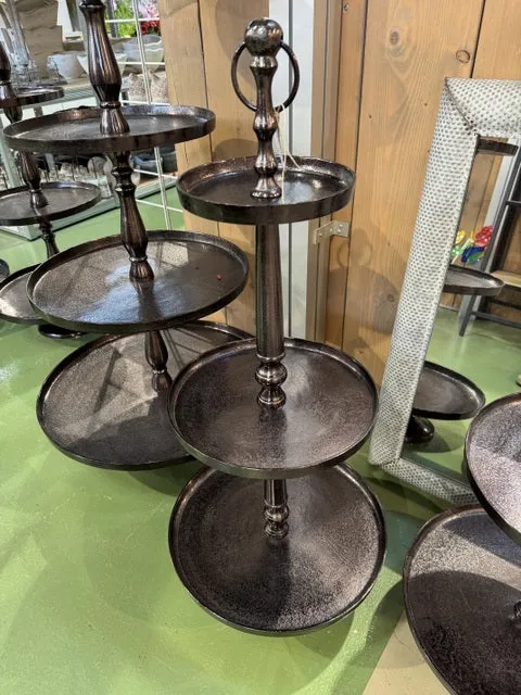 Etagere schwarz Metall, Etagere 3 Etage, Höhe 90 cm