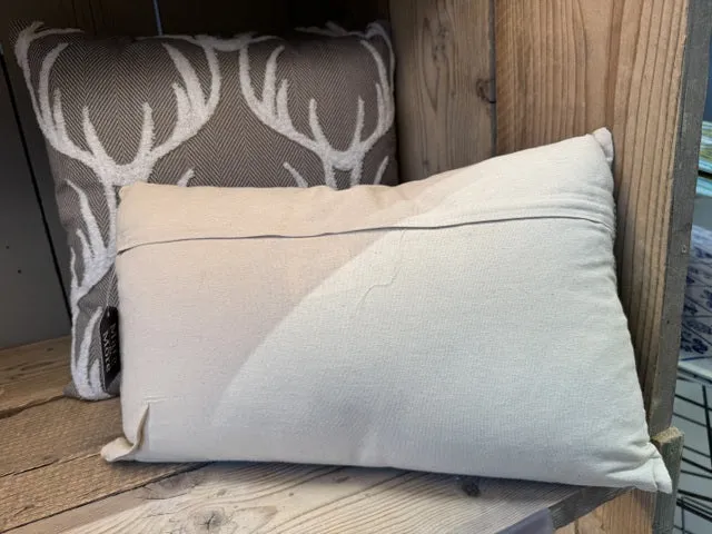 Sofakissen grau, Dekokissen Hirschgeweih grau, Größe 30 x 50 cm
