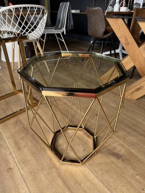 Beistelltisch Gold, Beistelltisch Glas, Durchmesser 50 cm