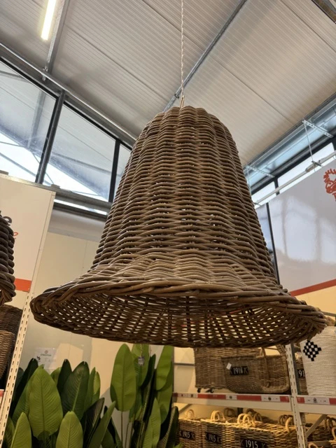 Hängelampe Glocke Rattan, Pendelleuchte Rattan, Durchmesser 70 cm