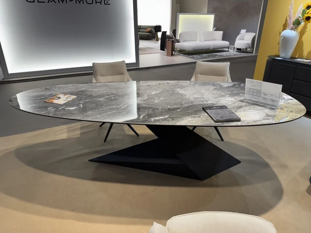 Esstisch Keramik oval Marmoroptik, Tisch Keramik oval, Esstisch Marmoroptik grau Keramik, Länge 270 cm