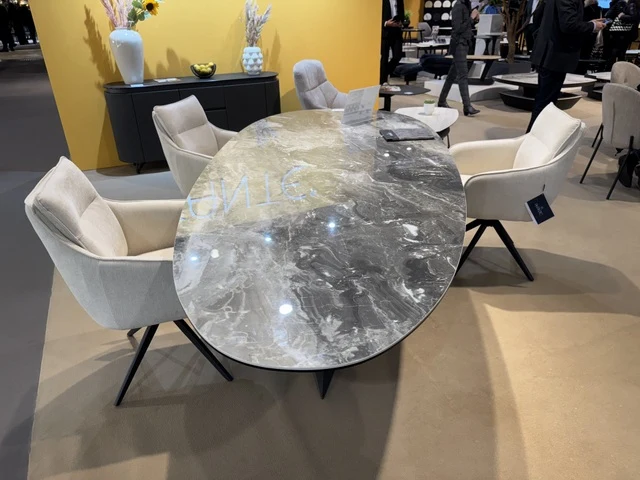 Esstisch Keramik oval Marmoroptik, Tisch Keramik oval, Esstisch Marmoroptik grau Keramik, Länge 270 cm