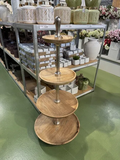 Etagere Holz, Etagere Metall-Holz, Höhe 130 cm