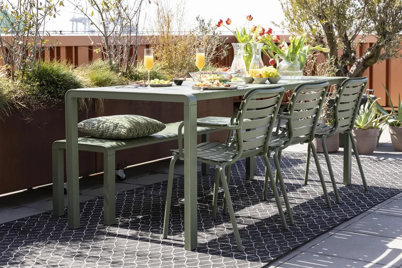 Gartenbank grün, Gartenbank Metall, Länge 175 cm