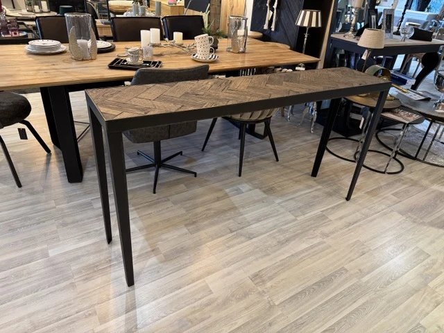 Konsole Fischgrätmuster, Konsole schwarz-braun-grau, Breite 160 cm
