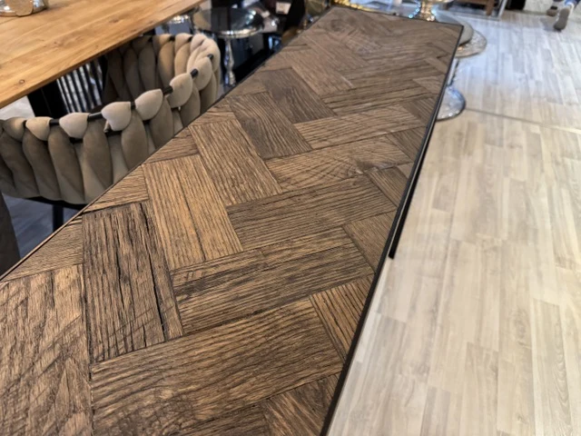 Konsole Fischgrätmuster, Konsole schwarz-braun-grau, Breite 160 cm