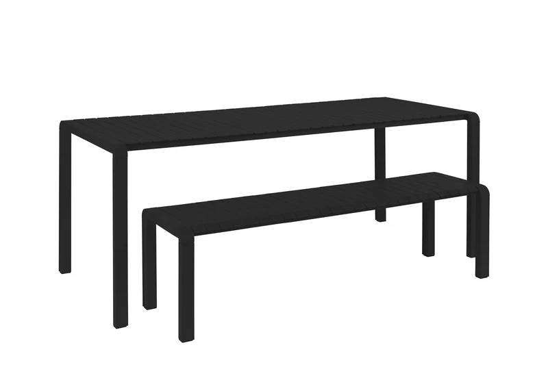Gartentisch schwarz Metall, Metall-Gartentisch schwarz, Länge 214 cm