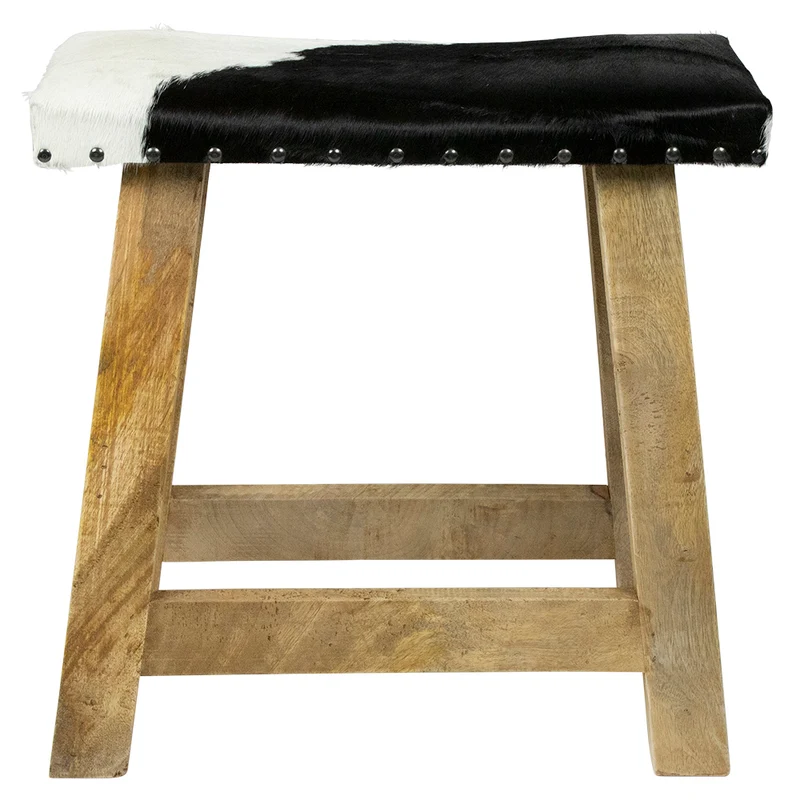 Hocker Kuhfell, Sitzhocker schwarz Kuhfell
