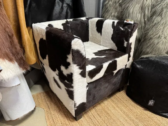 Sessel schwarz-weiß Kuhfell, Sessel Kuhfell schwarz