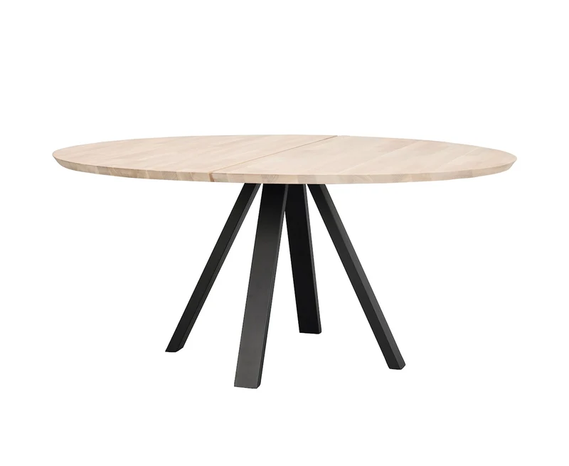 Esstisch rund Natur-weiß, runder Tisch Eiche massiv, Durchmesser 150 cm