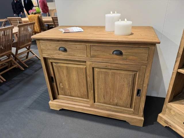 Sideboard Holz Teak, Anrichte mit Schubladen Massivholz Teak, Breite 115 cm