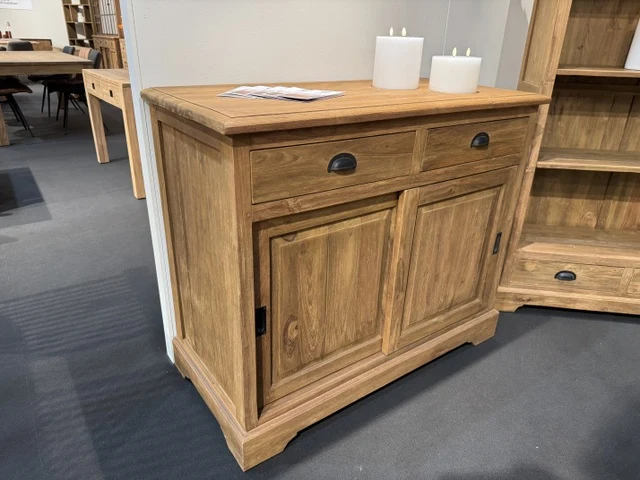 Sideboard Holz Teak, Anrichte mit Schubladen Massivholz Teak, Breite 115 cm